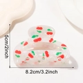 Eleganter weißer schillernder Kirsch-Haarclip 8,2 cm für stilvolle Hochsteckfrisuren hinten - Kirsche