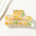 Rectangle acetate hair claw clip featuring yellow lemon and green lime pattern - 8.5cm / Lemon