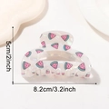 Pink watermelon pattern on white pearlescent hair claw clip measuring 8.2cm wide - Watermelon(C9-4-27)