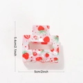 Rectangle hair claw clip with sweet strawberry print pattern and acetate finish - 5cm / Strawberry