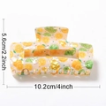Large lemon print hair claw clip made of acetate with summer fruit pattern 10.2cm size - 10.2cm / Lemon