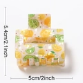 Square hair claw clip in cream white with lemon patterns, measuring 5.4cm by 5cm - 5cm / Lemon