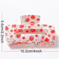 Translucent white rectangle hair claw clip with red strawberry prints 10.2cm - 10.2cm / Strawberry
