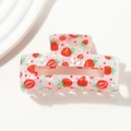 Pink translucent strawberry print hair claw clip for elegant Korean style hairstyles - 8.5cm / Strawberry