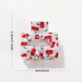 Translucent white hair claw clip with red cherry print, size 5.4cm by 5.0cm - 5cm / Cherry