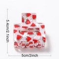 Watermelon pattern hair claw clip in white translucent acrylic for summer style - 5cm / Watermelon