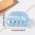 Light blue marble texture hair claw clip in medium semi-circle design with size markings - Arctic Blue (D6-3-9)
