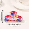 Pinza per capelli in PVC con stampa floreale vintage, lunghezza 8,9 cm da donna - Base Bianca Floreale (C17-4-12)