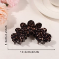 French tortoise shell hair claw clip with large heart-shaped petals in dark brown - Large (10.2cm) / Leopard Print