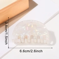 Iridescent white pearl hair claw clip for women, medium size half-round shark hair clip - Pearlescent White (D6-3-10)