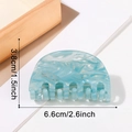 6.6cm semi-circle hair claw clip with light blue marble pattern acetate finish - Starry Sea Blue (D6-3-7)