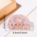 Semicircle hair claw clip featuring marble purple and orange pattern, size 6.6cm x 3.8cm - Taro Purple (D6-3-5)
