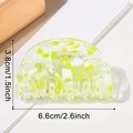 Light green terrazzo medium semi-circle hair claw clip with size dimensions 6.6cm x 3.8cm - Spring Water Green (D6-3-4)