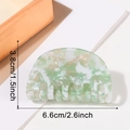 Green marble patterned semi-circle hair claw clip, 6.6cm acetate resin shark clip - Mint Green (D6-3-8)