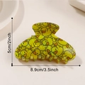 Cute yellow duck pattern hair claw clip made of acrylic resin with a 3.5 inch width - Playful Duckling Style (D1-2-18)