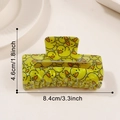 Cute yellow duckling print hair claw clip 8.4cm length stylish matte finish accessory - Square Hollow Style (D1-2-19)