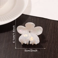 Pinza para el pelo de flor blanco crema nacarado con cristal central para mujeres - Blanco Escarcha Jade