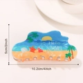 Haarklammer im Strand-Design mit Kokosnusspalmen und Hello Summer Aufdruck 10,2cm - Goldener Strand Sommergeflüster (C22-4-15)