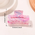 Pinza para el cabello con textura de mármol rosa y azul en diseño cuadrado de acetato - Difuminado Rosa Púrpura (C12-3-17)