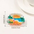 Shell-shaped hair claw with summer beach sunset print and Hello June design text - Sunset Beach Style (C8-4-13)