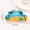 Haarklammer im Sommer-Strand-Stil mit Palmen- und Meeresprint, Größe 10,2 cm - Doppelkokosnuss Meerblick (C22-4-18)