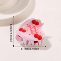 Pink heart-shaped hair claw clip with cherry pattern, length 6.1cm for women - Heart Cherry Cake Style (D13-4-18)