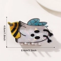 Schillernde Bienen-Haarklammer aus Acetat mit blauen Flügeln und Größenangaben in Zoll - Groß / Blauflügel-Geist