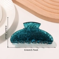 Pinza per capelli blu scuro marmorizzata, larghezza 9,4 cm e altezza 4,6 cm, semitrasparente - Verde petrolio