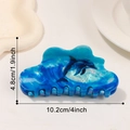 Molla per capelli blu stile oceano con motivo a delfino per accessori da donna - Stile Delfino che Salta (D1-2-22)