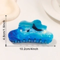 Blue ocean shark hair claw clip with wave patterns made of premium acetate material - Night Sea Ray Style (D1-2-23)