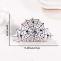 Halloween Haarklammer mit Spinnennetz Design und Perlglanz Oberfläche 9,4 cm lang - Irisierendes Spinnennetz Stil (C5-1-2)