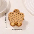 Vintage-Haarklammer in Matt-Kamelfarbe mit goldenen Nieten und Metall-Finish, 6,4 cm - Hellbraun
