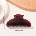 Pinza per capelli rossa marmorizzata in PVC, design a semicerchio, 9,4 cm x 4,6 cm - Rosso Vino