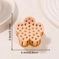 Peach pink flower hair claw clip with golden studs and metal teeth detail, 2.5 inch size - Apricot Pink