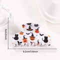 Halloween Haarklammer aus weißem Acetat mit schwarzen Katzen und Kürbis Motiven - Weißer Kürbis Katzen Druck (C5-1-3)