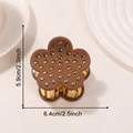 Brown flower hair claw clip with golden stud accents and matte finish for women - Dark Brown