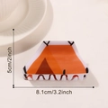 Haarklammer im Camping-Zelt-Design in Orange und Braun, Größe 8,1 cm für Damen - Sonnenuntergang Orange Zelt Stil (D11-2-7)