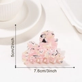 Pinza per capelli a forma di cucciolo rosa marmorizzato in acetato, accessorio versatile da 7,6 cm - Marmo Rosa Sakura