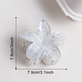 Pince à cheveux fleurie bleu et blanc translucide en résine, taille de 7,9 cm - L / Flocon Bleu (D16-2-5)