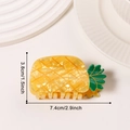 Pince à cheveux ananas en acétate jaune avec texture marbrée, longueur de 7,4 cm - Ananas Frais