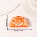 Pince à cheveux tranche d'orange texture marbrée, accessoire fruit de 6,9x3,6 cm - Orange Pleine