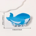 Blauw-witte walvis haarklem voor dames, 8,9 cm oceaan thema hars haarklem accessoire - Blauwe Walvis