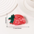 Pince à cheveux fraise rouge en acrylique avec design de feuille verte, longueur 7,1 cm - Fraise Douce