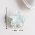 Blue and orange floral hair claw clip in a dreamy ice crystal effect with dimensions - L / Light Blue Glaze (D16-2-1)