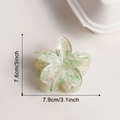 Pince à cheveux fleur translucide avec taches vertes, dimensions 7,9 cm x 7,6 cm - L / Citron Vert (D16-2-8)