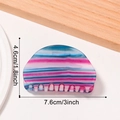 Pinza per capelli a semicerchio con sfumatura blu e rosa, fermaglio in resina da 7,6 cm - Tramonto al Neon