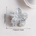 Pince à cheveux fleur en marbre bleu en acétate avec dimensions de 7,9 cm de large - L / Gris Givré Argenté (D16-2-2)
