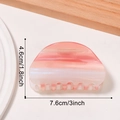 Pinza per capelli effetto marmo sfumato rosa tramonto con design da 7,6 cm - Nuvole Scarlatte