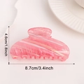 Pinza per capelli rosa effetto marmo in resina con glitter, lunghezza 8,7 cm - Arcobaleno di Ciliegio (C10-2-15)