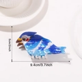 Blue bird shaped hair claw clip in acetate finish with marble pattern, 9.4cm length - Ice Blue Bird